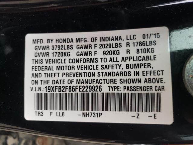 Foto 10 de la subasta – 2015 HONDA CIVIC EX con VIN 19XFB2F86FE229926