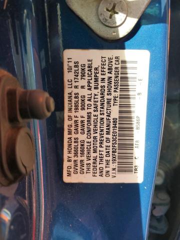 Photo 10 from auction – 2012 HONDA CIVIC LX with VIN 19XFB2F53CE019480