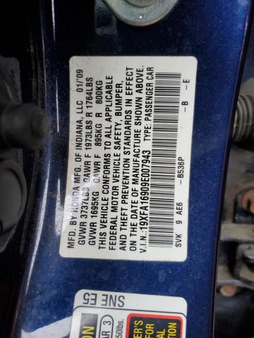 Photo 10 from auction – 2009 HONDA CIVIC EXL with VIN 19XFA16909E007943