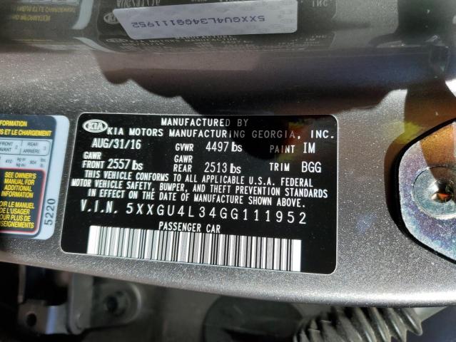 Photo 10 from auction – 2016 KIA OPTIMA EX with VIN 5XXGU4L34GG111952