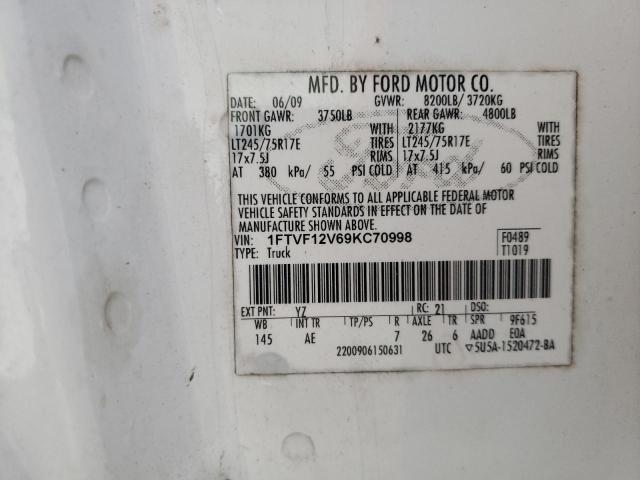 Photo 10 from auction – 2009 FORD F150 with VIN 1FTVF12V69KC70998