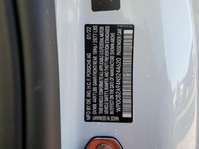 Photo 10 from auction – 2022 PORSCHE 911 CARRER with VIN WP0CB2A94NS244620