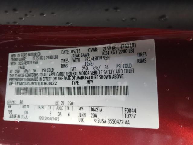 Photo 10 from auction – 2013 FORD ESCAPE TIT with VIN 1FMCU0J91DUD63822
