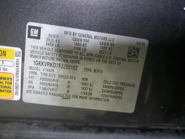 Photo 10 from auction – 2015 GMC ACADIA SLT with VIN 1GKKVRKD7FJ280182