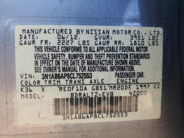 Photo 10 from auction – 2012 NISSAN SENTRA 2.0 with VIN 3N1AB6AP8CL752553