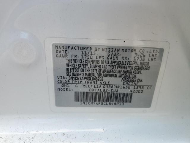 Photo 10 from auction – 2016 NISSAN VERSA S with VIN 3N1CN7AP5GL848233