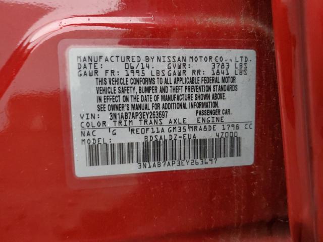 Photo 10 from auction – 2014 NISSAN SENTRA S with VIN 3N1AB7AP3EY263697