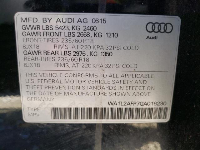Photo 10 from auction – 2016 AUDI Q5 PREMIUM with VIN WA1L2AFP7GA016230