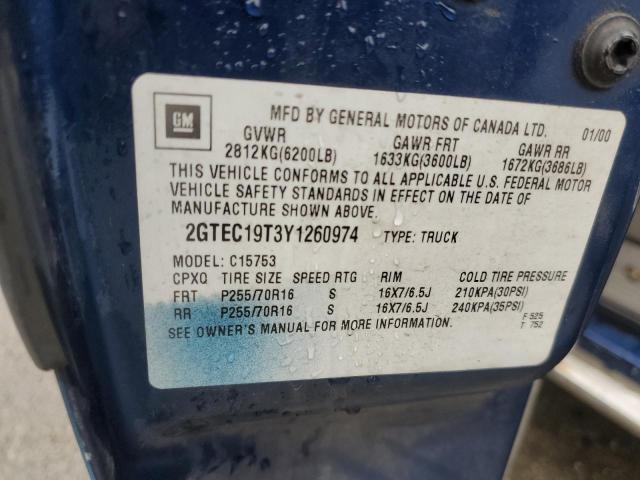 Photo 10 from auction – 2000 GMC NEW SIERRA with VIN 2GTEC19T3Y1260974