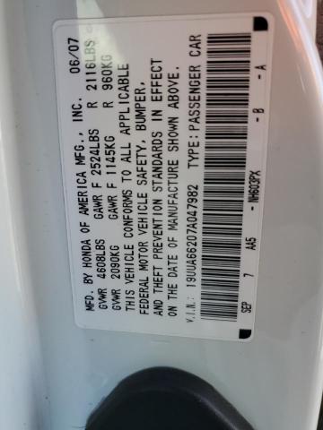 Photo 10 from auction – 2007 ACURA TL with VIN 19UUA66207A047982
