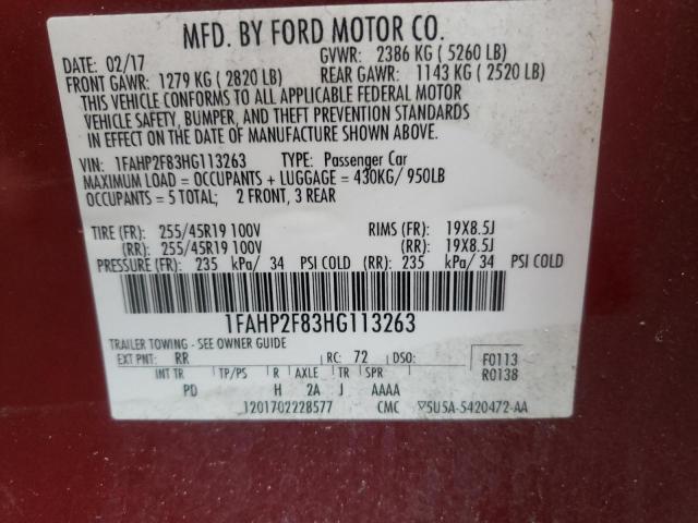 Photo 10 from auction – 2017 FORD TAURUS LIM with VIN 1FAHP2F83HG113263