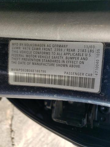 Photo 10 from auction – 2004 VOLKSWAGEN PASSAT GLS with VIN WVWPD63B04E186795