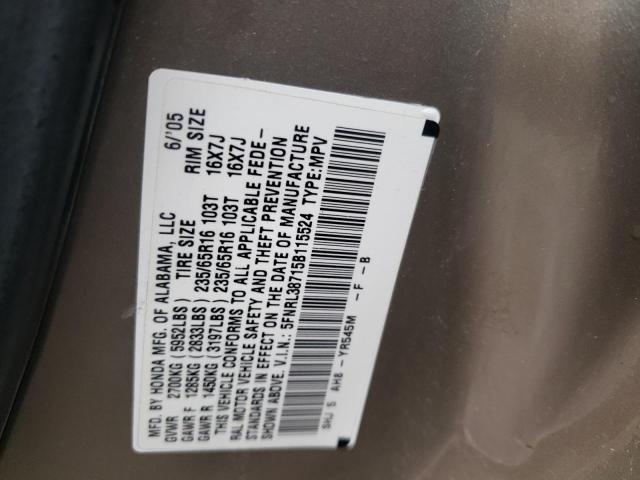 Photo 10 from auction – 2005 HONDA ODYSSEY EX with VIN 5FNRL38715B115524
