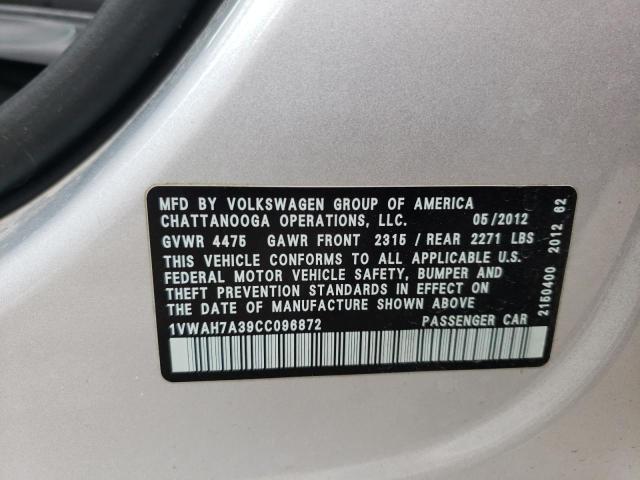 Photo 10 from auction – 2012 VOLKSWAGEN PASSAT S with VIN 1VWAH7A39CC096872