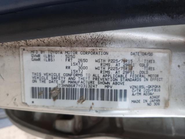 Photo 10 from auction – 2000 TOYOTA 4RUNNER SR with VIN JT3HN86R7Y0313247