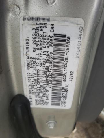 Photo 10 from auction – 2000 TOYOTA CAMRY LE with VIN 4T1BF22K7YU105670