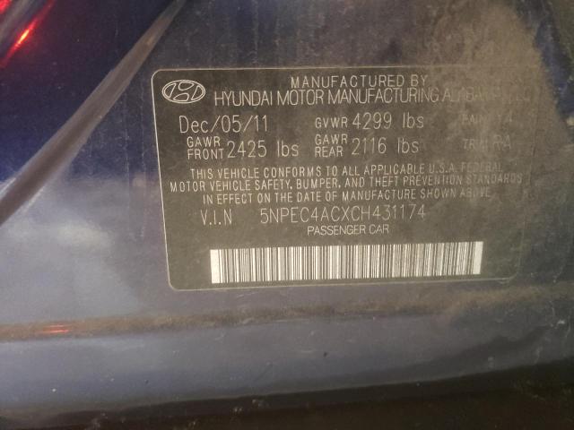 Photo 10 from auction – 2012 HYUNDAI SONATA SE with VIN 5NPEC4ACXCH431174