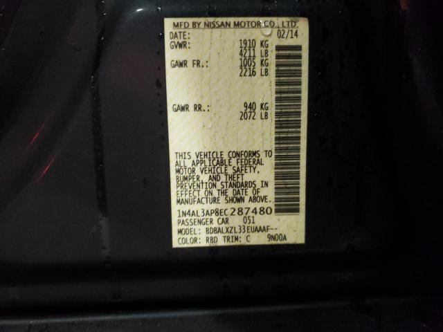 Photo 10 from auction – 2014 NISSAN ALTIMA SL with VIN 1N4AL3AP8EC287480