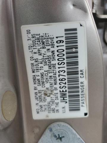 Photo 10 from auction – 2001 HONDA CIVIC EX with VIN JHMES26731S000191
