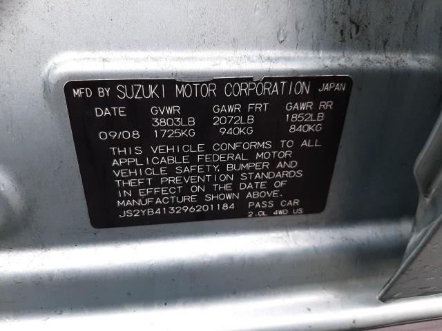 Photo 10 from auction – 2009 SUZUKI SX4 TECHNO with VIN JS2YB413296201184