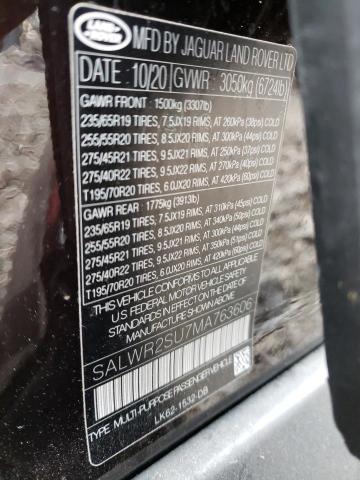 Photo 10 from auction – 2021 LAND ROVER RANGE ROVE with VIN SALWR2SU7MA763606