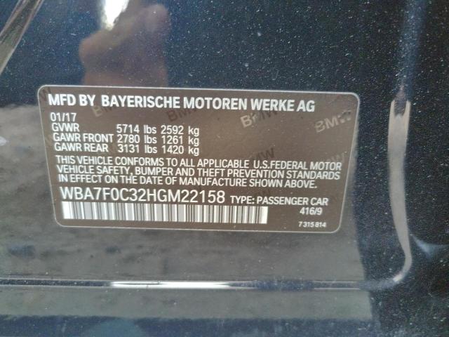Photo 10 from auction – 2017 BMW 750 I with VIN WBA7F0C32HGM22158