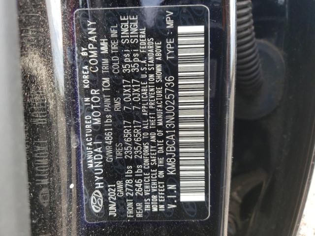 Photo 10 from auction – 2022 HYUNDAI TUCSON BLU with VIN KM8JBCA13NU025736