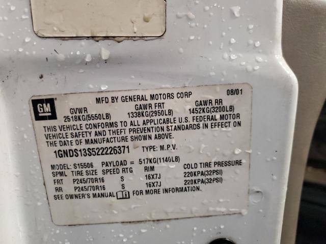 Photo 10 from auction – 2002 CHEVROLET TRAILBLAZE with VIN 1GNDS13S522226371