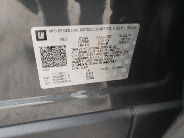 Photo 10 from auction – 2018 CHEVROLET EQUINOX LT with VIN 3GNAXJEV4JS648047