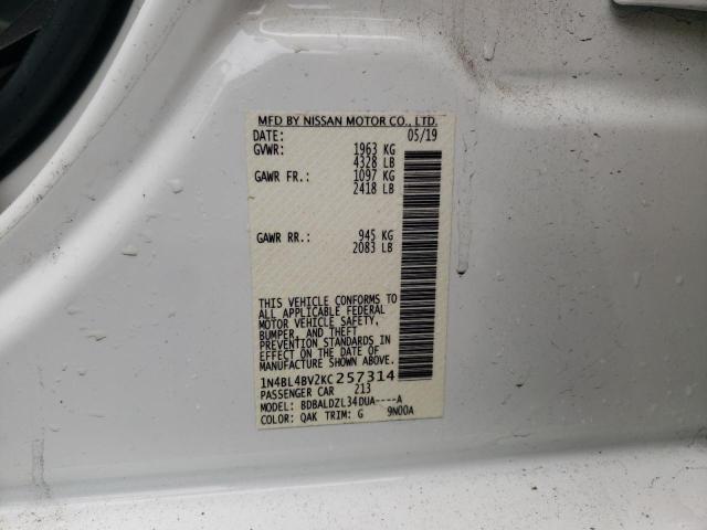 Photo 10 from auction – 2019 NISSAN ALTIMA S with VIN 1N4BL4BV2KC257314