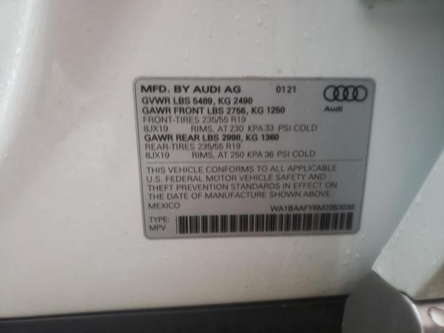 Photo 10 from auction – 2021 AUDI Q5 PREMIUM with VIN WA1BAAFY6M2053038