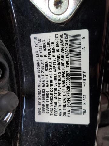 Photo 10 from auction – 2019 HONDA CIVIC LX with VIN 19XFC2F63KE009357
