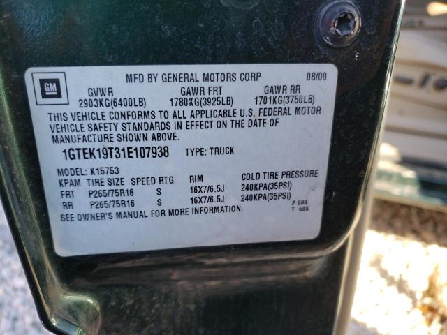 Photo 10 from auction – 2001 GMC NEW SIERRA with VIN 1GTEK19T31E107938