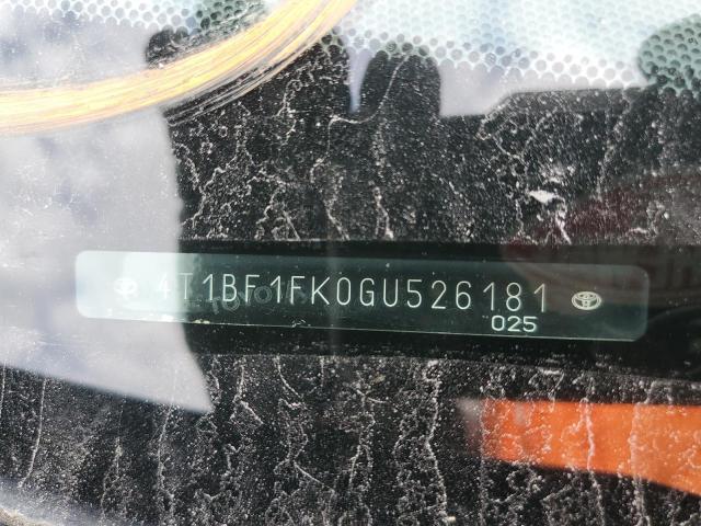 Photo 10 from auction – 2016 TOYOTA CAMRY with VIN 4T1BF1FK0GU526181