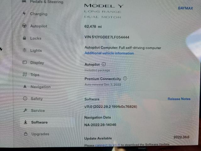 Photo 9 from auction – 2020 TESLA MODEL Y with VIN 5YJYGDEE7LF054444