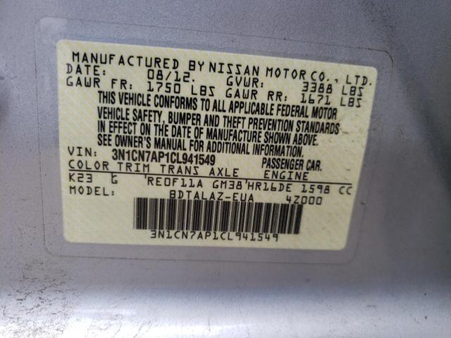 Фото 10 с аукциона – 2012 NISSAN VERSA S с VIN 3N1CN7AP1CL941549