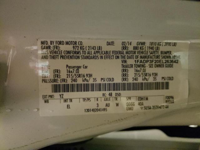 Photo 10 from auction – 2014 FORD FOCUS SE with VIN 1FADP3F20EL263642