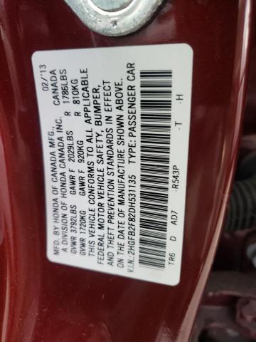 Photo 10 from auction – 2013 HONDA CIVIC EX with VIN 2HGFB2F82DH531135