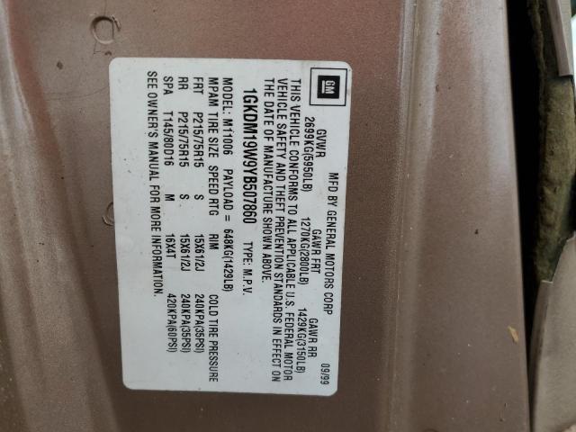 Photo 10 from auction – 2000 GMC SAFARI XT with VIN 1GKDM19W9YB507860
