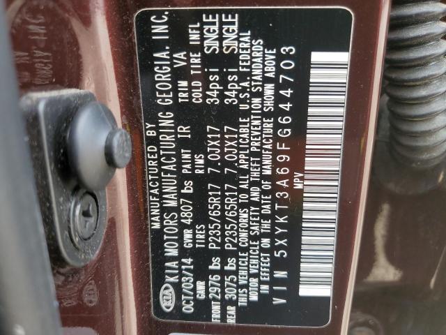 Photo 10 from auction – 2015 KIA SORENTO LX with VIN 5XYKT3A69FG644703