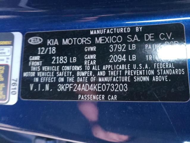 Photo 10 from auction – 2019 KIA FORTE FE with VIN 3KPF24AD4KE073203