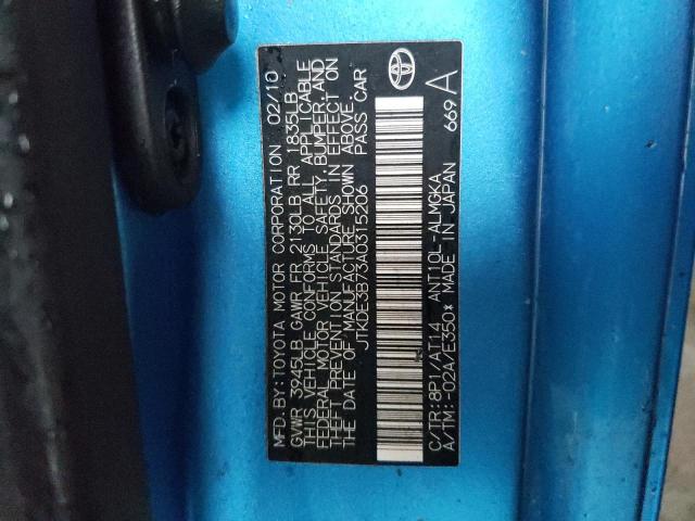 Photo 10 from auction – 2010 SCION TC with VIN JTKDE3B73A0315206