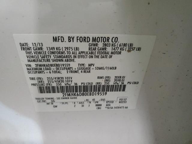 Photo 10 from auction – 2014 FORD FLEX LIMIT with VIN 2FMHK6D80EBD19559