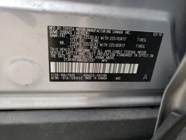 Photo 10 from auction – 2019 TOYOTA RAV4 LE with VIN 2T3H1RFV6KC001337