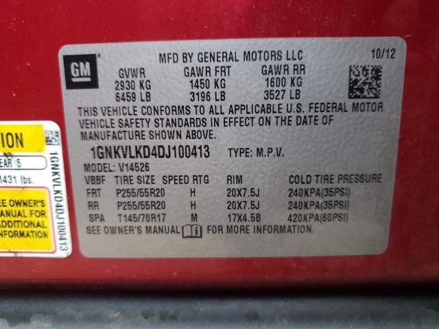 Photo 10 from auction – 2013 CHEVROLET TRAVERSE L with VIN 1GNKVLKD4DJ100413
