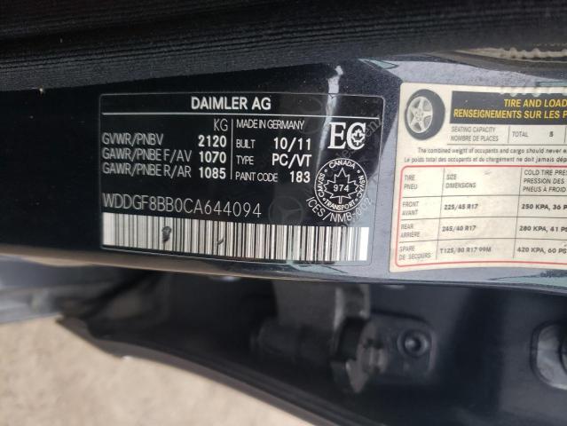 Photo 10 from auction – 2012 MERCEDES-BENZ C 300 4MAT with VIN WDDGF8BB0CA644094