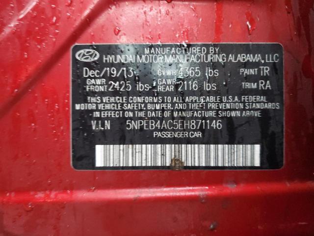 Photo 10 from auction – 2014 HYUNDAI SONATA GLS with VIN 5NPEB4AC5EH871146