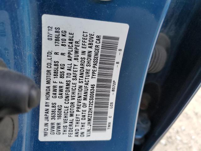 Photo 10 from auction – 2012 HONDA INSIGHT EX with VIN JHMZE2H72CS006346