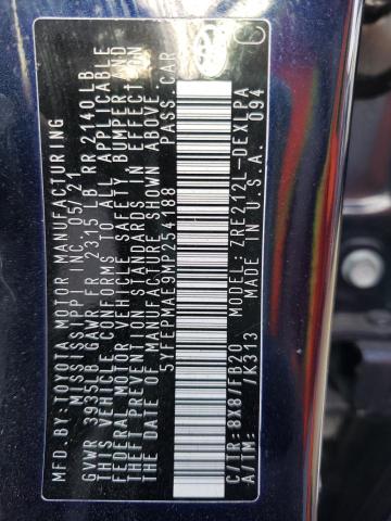 Photo 10 from auction – 2021 TOYOTA COROLLA LE with VIN 5YFEPMAE9MP254188