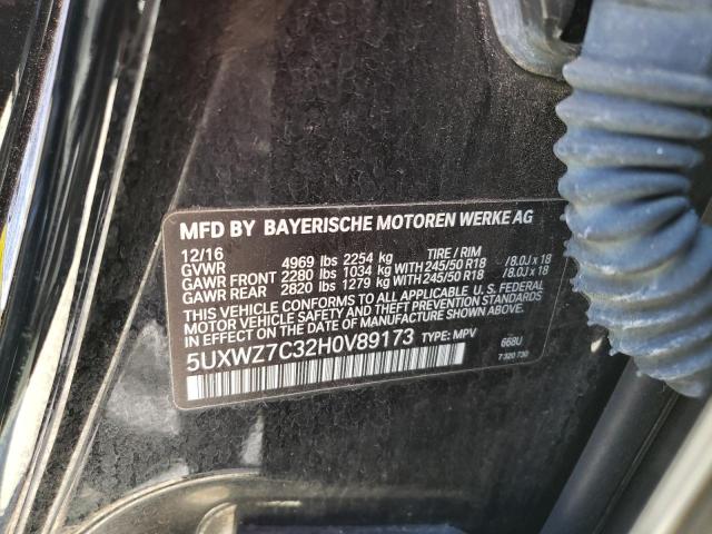 Photo 10 from auction – 2017 BMW X3 SDRIVE2 with VIN 5UXWZ7C32H0V89173
